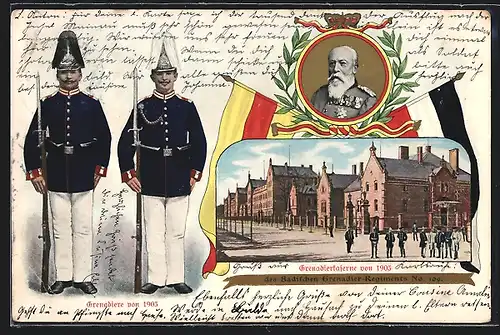 AK Karlsruhe, Kaserne des Badischen Grenadier-Regiments Nr. 109, von 1903