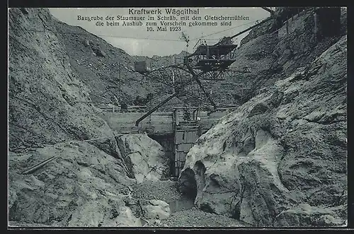 AK Wäggithal, Kraftwerk, Baugrube der Staumauer