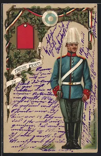 Künstler-AK Schulterklappe und Soldat eines Regiments