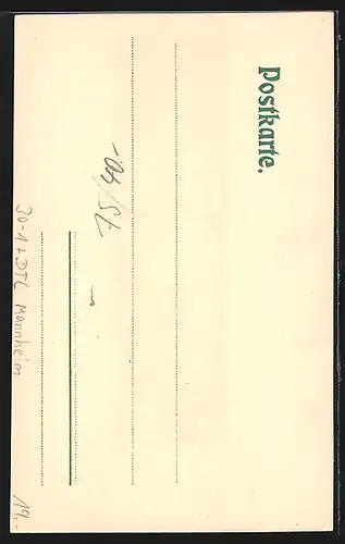 Lithographie Karlsruhe, Soldat des Infanterie-Bataillon No. 1 in Uniform von 1850