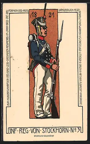 Künstler-AK Mannheim, Soldat des Inf. Reg. von Stockhorn No. 3