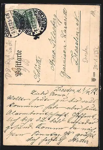 Künstler-AK Dresden, Schützen-Regiment Prinz Georg No. 108