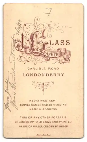 Fotografie J. Glass, Londonderry, nordirscher Herr James Stanislaus Huston