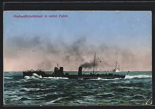 AK Hochseetorpedoboot in voller Fahrt