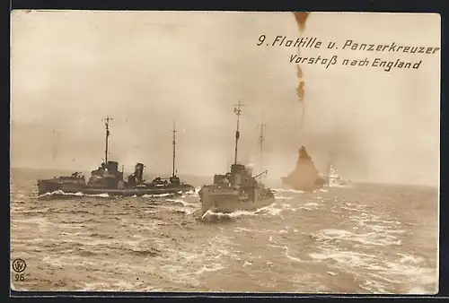 AK 9. Flottille und Panzerkreuzer beim Vorstoss nach England