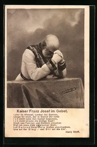 AK Kaiser Franz Josef I. von Österreich betend