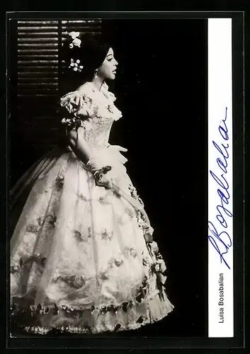 AK Opernsängerin Luisa Bosabalian als Amelia von Verdi in Un Ballo in Maschera, original Autograph