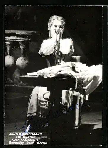 AK Opernsängerin Judith Beckmann als Agathe in Der Freischütz, original Autograph