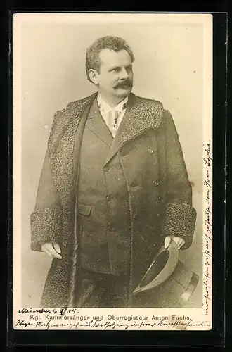 AK Opernsänger Anton Fuchs im Anzug mit Zylinder