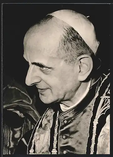 AK Papst Paul VI. mit Kopfbedeckung im Profil