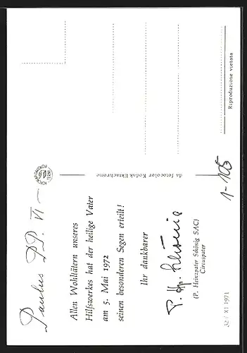 AK Papst Paul VI. in seinen geistlichen Gewändern