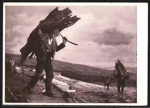 Künstler-AK Rindenträger in der Steiermark