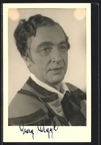 AK Opernsänger Georg Oggl mit Schleife, mit Autograph