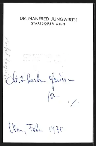 AK Opernsänger Dr. Manfred Jungwirth im Kostüm, mit original Autograph