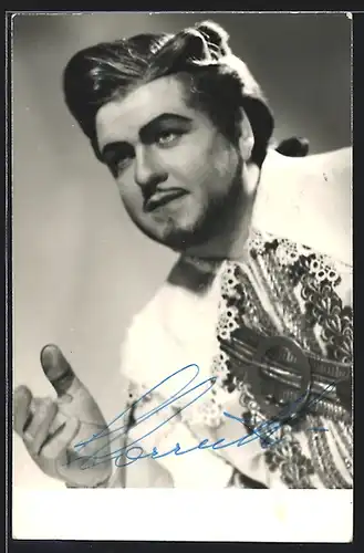 AK Opernsänger Carlo Cossutta im Kostüm, mit original Autograph