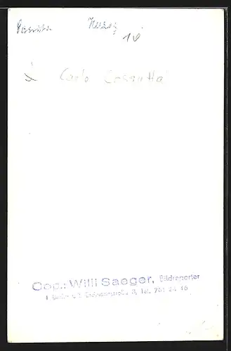 AK Opernsänger Carlo Cossutta im Kostüm, mit original Autograph