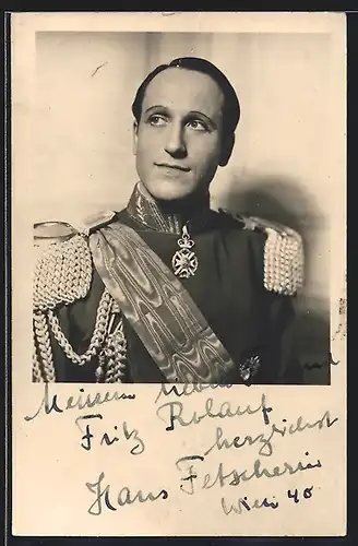 AK Opernsänger Hans Fetscherin im Kostüm, mit original Autograph