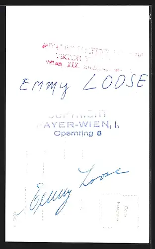 AK Opernsängerin Emmy Loose im Kostüm, mit original Autograph