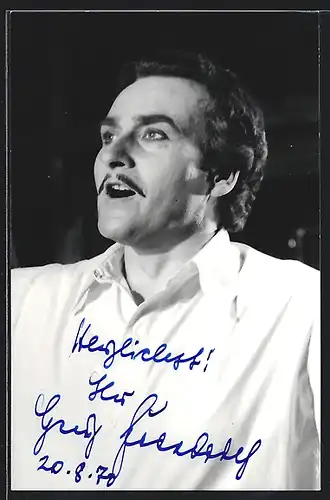 AK Opernsänger Heinz Friedrich beim Singen, mit original Autograph