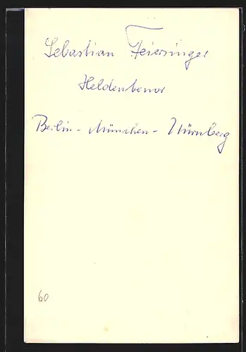 AK Opernsänger Sebastian Feiersinger am Lächeln, mit original Autograph