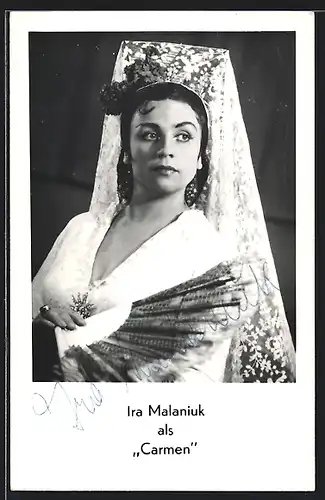 AK Opernsängerin Ira Malaniuk als Carmen, mit original Autograph