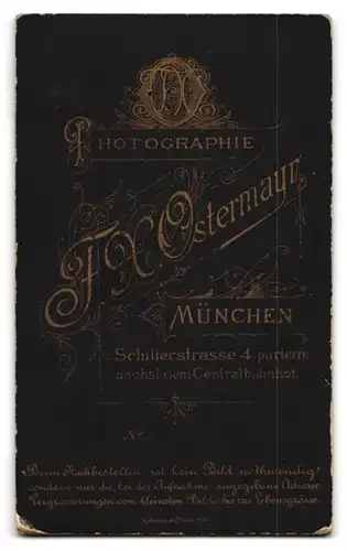 Fotografie F. X. Ostermayr, München, Portrait charmanter junger Mann mit Schnäuzer