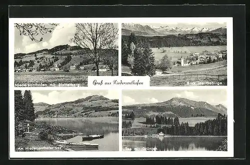 AK Niedersonthofen, Blick ins Gebirge, am See Blick zum Stollberg