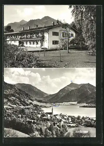 AK Fischhausen / Schliersee, Ortsansicht mit Hotel-Pension Haus Sommer am See