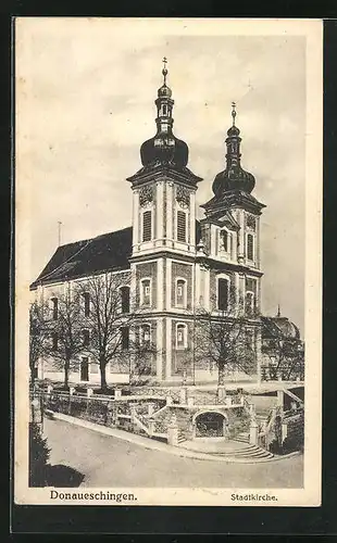 AK Donaueschingen, Blick zur Stadtkirche