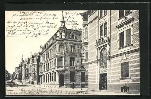 AK Mönchengladbach, Kaiserstrasse mit Gladbacher Bank