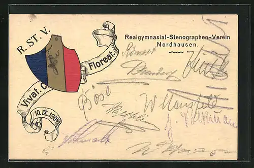 AK Nordhausen, Wappen des Realgymnasial-Stenographen-Vereines, 10.9.1904
