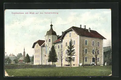 AK Bad Tölz, Krankenhaus mit Blick auf den Kalvarienberg
