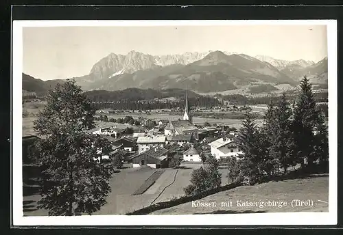 AK Kössen, Gesamtansicht mit Kaisergebirge