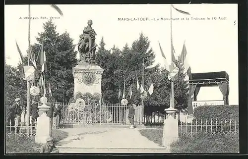AK Mars-La-Tour, Le Monument et la Tribune le 16 Août