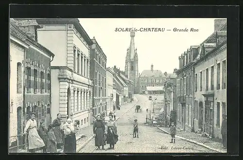 AK Solre-le-Chateau, Grande Rue, Strassenpartie im Zentrum