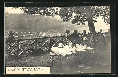 AK Plombiéres-les-Bains, la Feuillée Nouvelle, un coin de la Terrasse