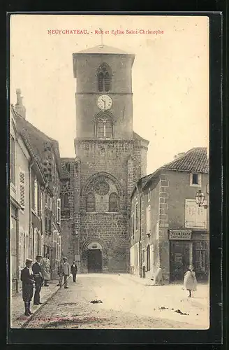 AK Neufchateau, Rue et Eglise Saint-Christophe