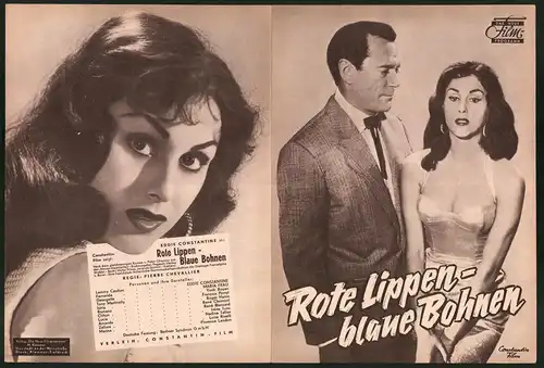 Filmprogramm DNF, Rote Lippen-blaue Bohnen, Eddie Constantine, Maria Frau, Regie Pierre Chevallier