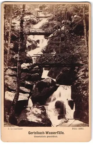 Fotografie J. Lohmüller, Bühl, Ansicht Bühlertal, Gertelbach-Wasserfälle