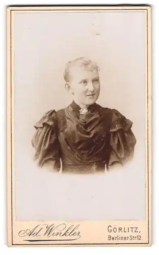 Fotografie Ad. Winkler, Görlitz, Portrait junge Frau in festlicher Garderobe