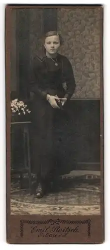 Fotografie Emil Roitsch, Eibau i/Sa, Portrait Fräulein in schwarzem Kleid