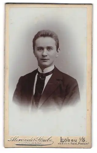 Fotografie Alexander Strube, Löbau i / S., Portrait junger Herr im Anzug mit Krawatte