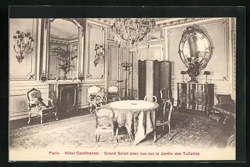 AK Paris, Hotel Continental, Grand Salon avec vue sur le Jardin des Tuileries