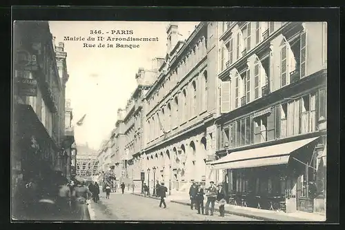 AK Paris, Mairie du II. Arrodissement, Rue de la Banque