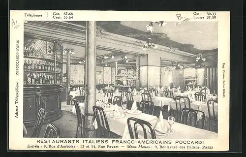 AK Paris, Restaurant Italiens Franco-Americans Poccardi, vue interieure