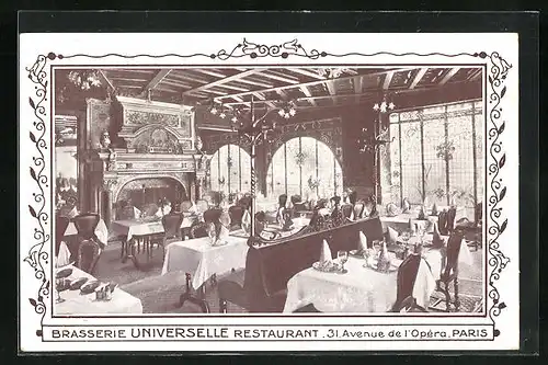 AK Paris, Brasserie Universelle Restaurant, 31 Avenue de l`Opera, vue interieure