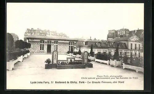 AK Paris, Lycée Jules Ferry, Boulevard de clichy, La Grande Terasse, côte Nord