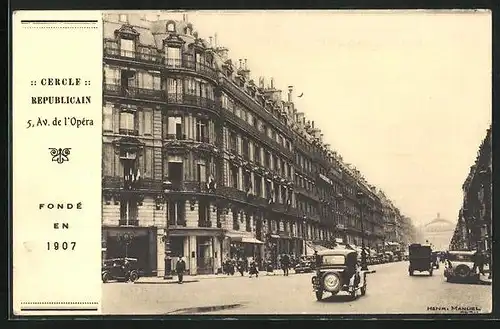 AK Paris, Cercle Repbulicain, 5. Av. de l`Opéra, Fondé en 1907