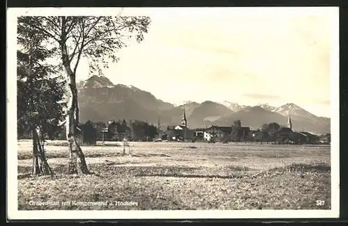 AK Grabenstätt, Panorama mit Kampenwand und Hochries