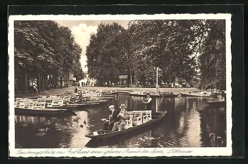 AK Lübbenau, Landungsplatz am Gasthaus zum grünen Strand der Spree